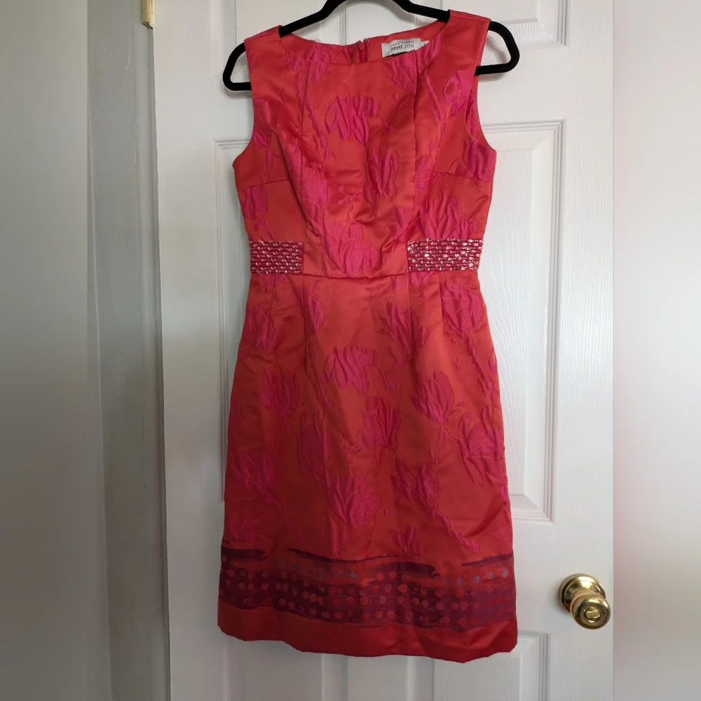 Vintage Rickie Freeman Teri Jon Jacquard Beaded Dress Designer Size 4 - Picture 10 of 10